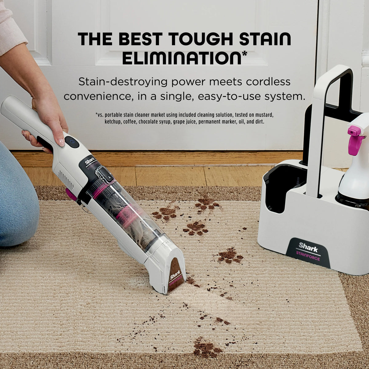 Shark StainForce Cordless Portable Stain Cleaner, bagless with self cleaning  - HX100