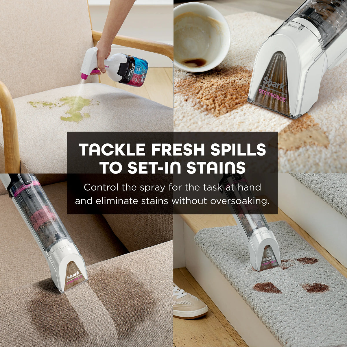 Shark StainForce Cordless Portable Stain Cleaner, bagless with self cleaning  - HX100