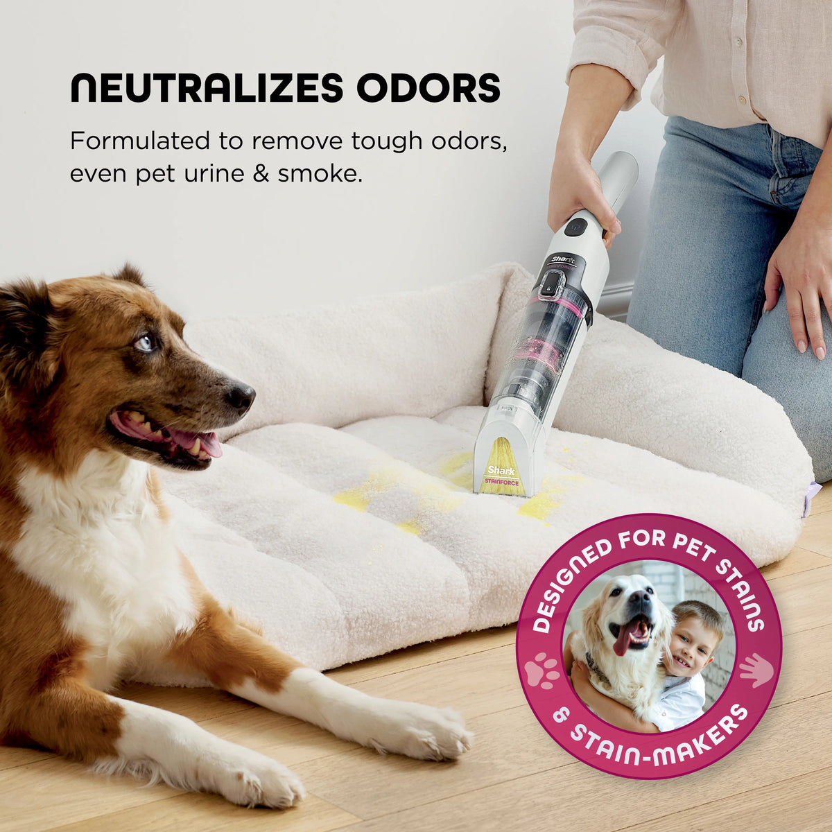 Shark StainForce Cordless Portable Stain Cleaner, bagless with self cleaning  - HX100