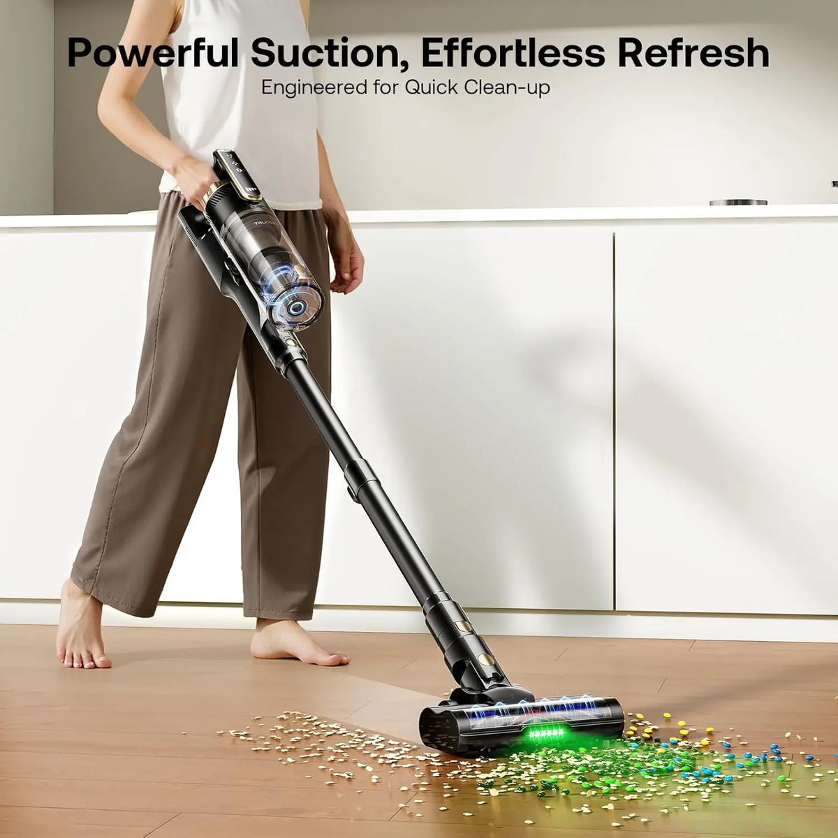 2026 New Arrival | Trucozie T550 Cordless Vacuum, 40kPa Suction, 50 Mins Runtime, 8-in-1 Lightweight Stick Vacuum for Pet Hair, Floors & Car